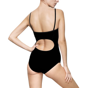 Cat with Dragonfly One-piece Swimsuit with Spaghetti Straps